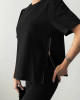 T-SHIRT WITH ZIPPER ON THE SIDE - BLACK