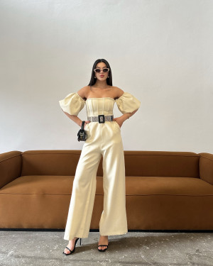 JUMPSUIT WITH BALLOON SLEEVES - CREAM